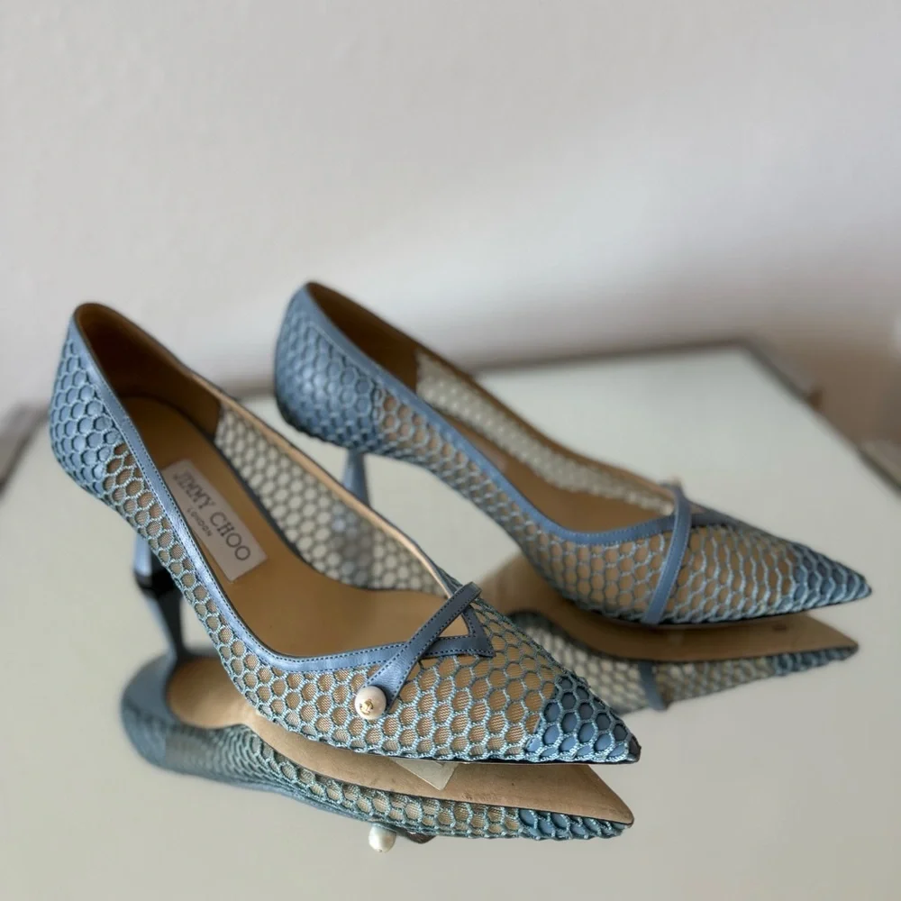 Jimmy Choo Rosalia 65 mesh and leather pumps